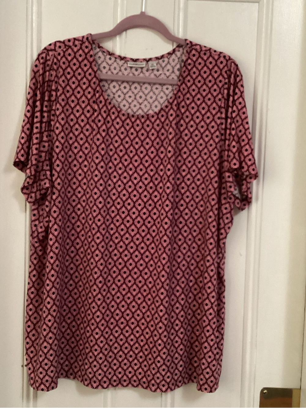 croft & barrow Pink Geometric Short-Sleeve Scoop Neck Top